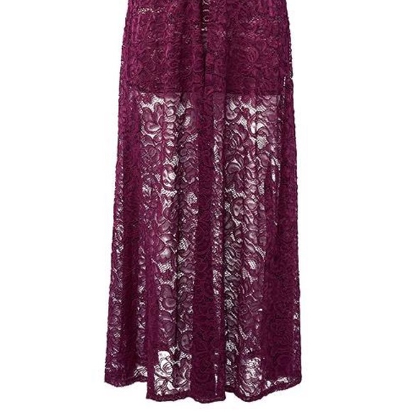 High-Low Lace Dress Brand New Size  XL Color Wine - Picture 7 of 7